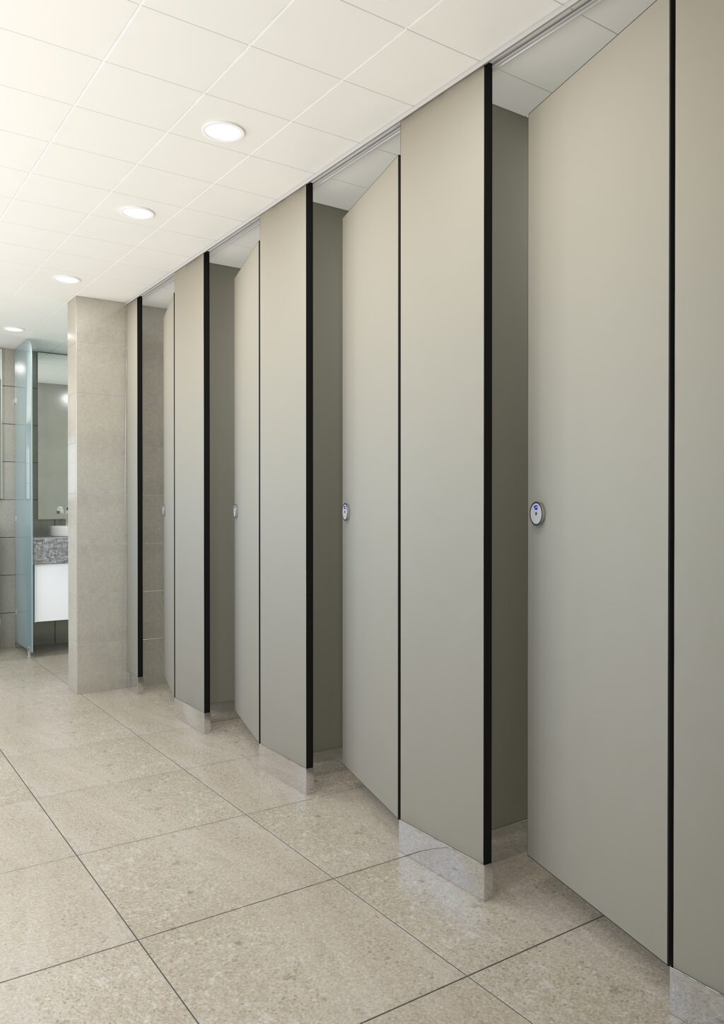 [천안 큐비클] 3D 투시도 제안으로 완성된 반도체 공장 프리미엄 화장실 칸막이 시공 사례