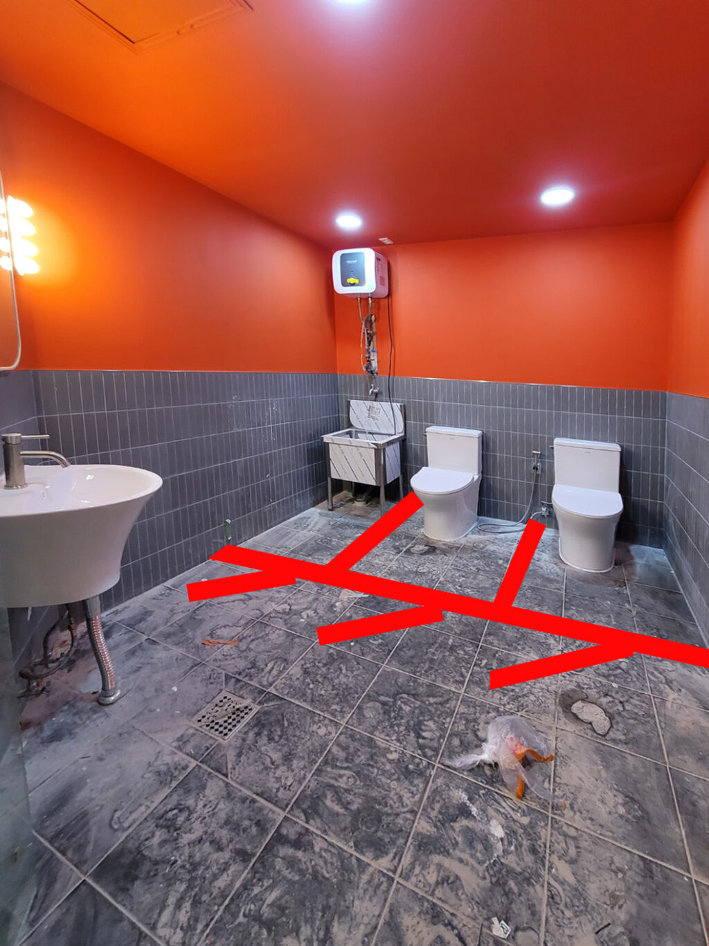 여자 화장실 큐비클 설치 할 지점 선택