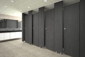 [포천 큐비클] 물류 센터 블랙 오크 천장형 화장실 칸막이 설치 시공